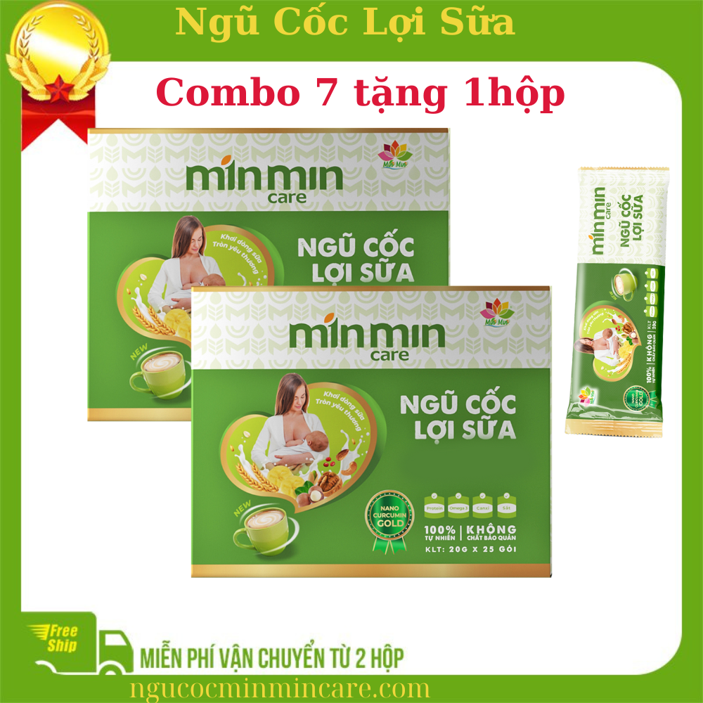  (Combo 2 hộp )Ngũ cốc lợi sữa min min care 38 hạt dạng gói mới